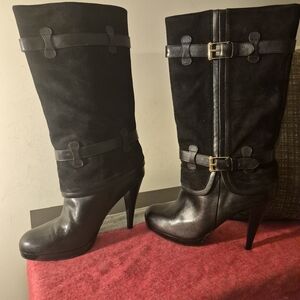 Cole Haan N. Air Kennedy Black Leather Heeled Boots Women's Size 8B